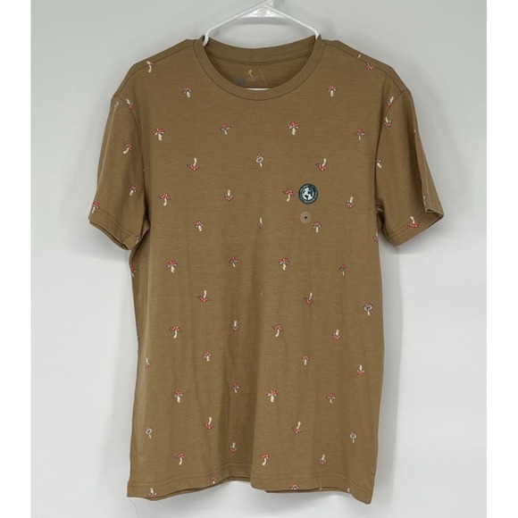 Aeropostale Other - NWT AEROPOSTALE Mushroom Print T-Shirt Men Size M Tan Short Sleeve Crew Neck
